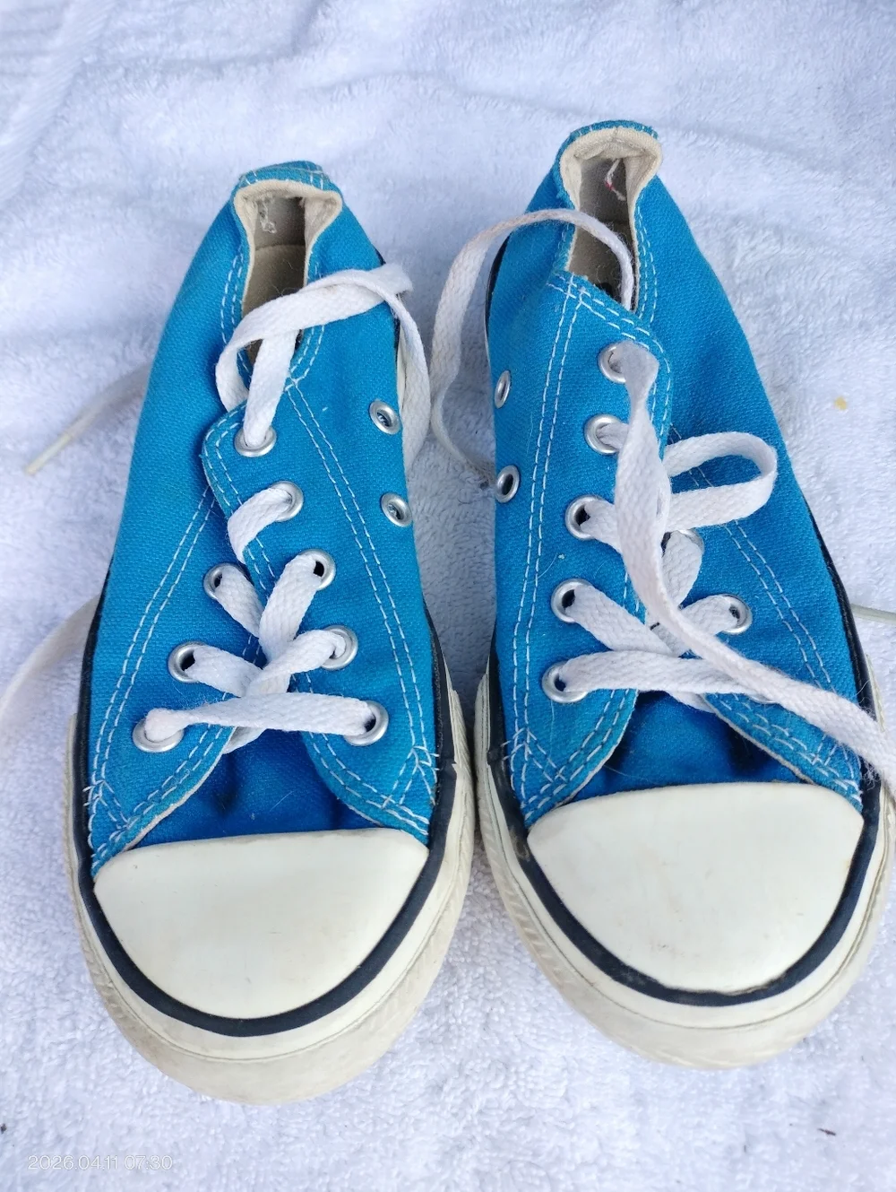 Converse Kids Bright Blue Canvas Lace-Up Sneakers Sz 12 Skater Retro School